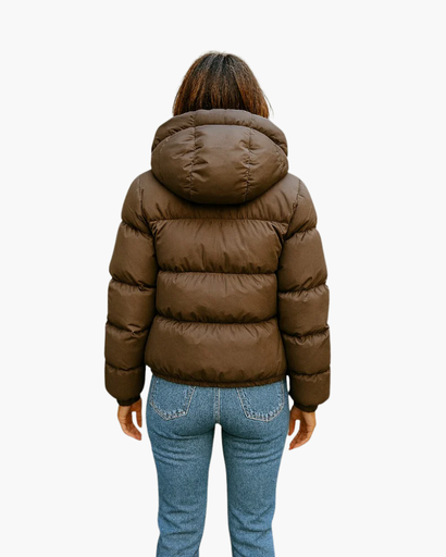 Women's warm hooded short puffer jacket