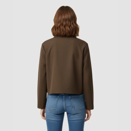 Women’s Cropped Straight-Fit Jacket with Button Closure and Patch Pockets