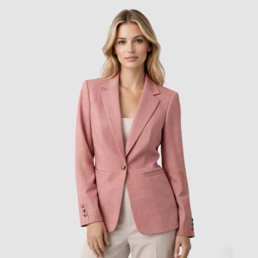 Women’s Tailored Blazer with Notched Lapel and Single-Button Closure