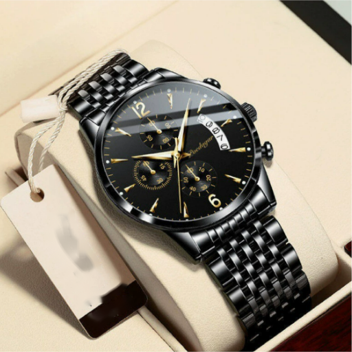 Men’s Multifunction Bracelet Watch with Chronograph-Style Dial