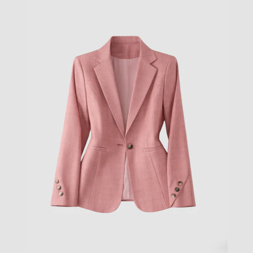 Women’s Tailored Blazer with Notched Lapel and Single-Button Closure