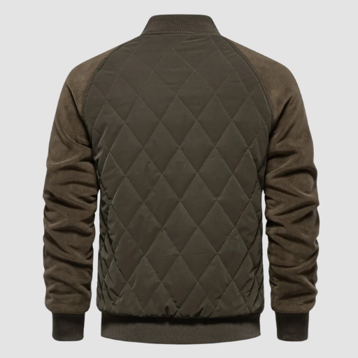 Men’s Mid-Season Quilted Jacket with Stand Collar and Snap-Button Front