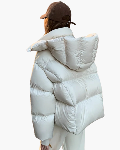 Women's warm hooded short puffer jacket