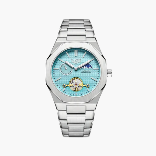 Men’s Automatic Bracelet Watch with Open-Heart Dial