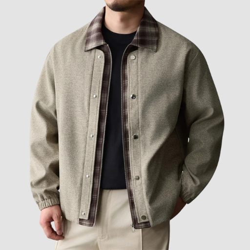 Men’s Mid-Season Zip-Up Jacket with Shirt-Style Collar