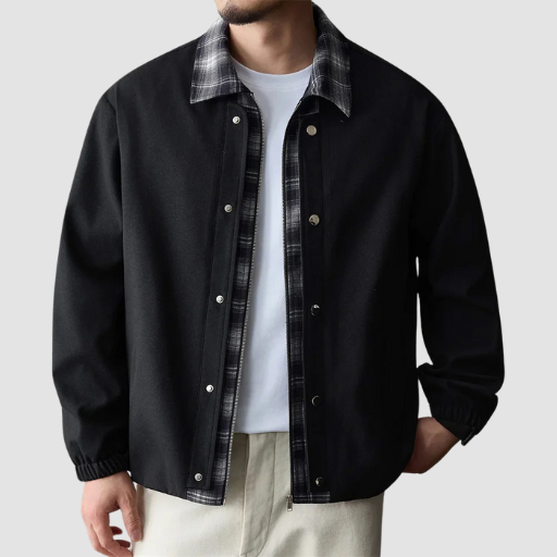 Men’s Mid-Season Zip-Up Jacket with Shirt-Style Collar